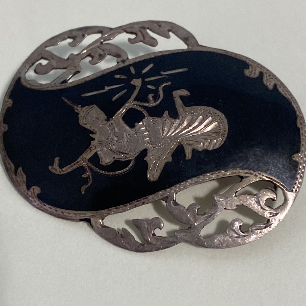 VTG Sterling Silver Niello Siam Pendant Brooch - Picture 4 of 8